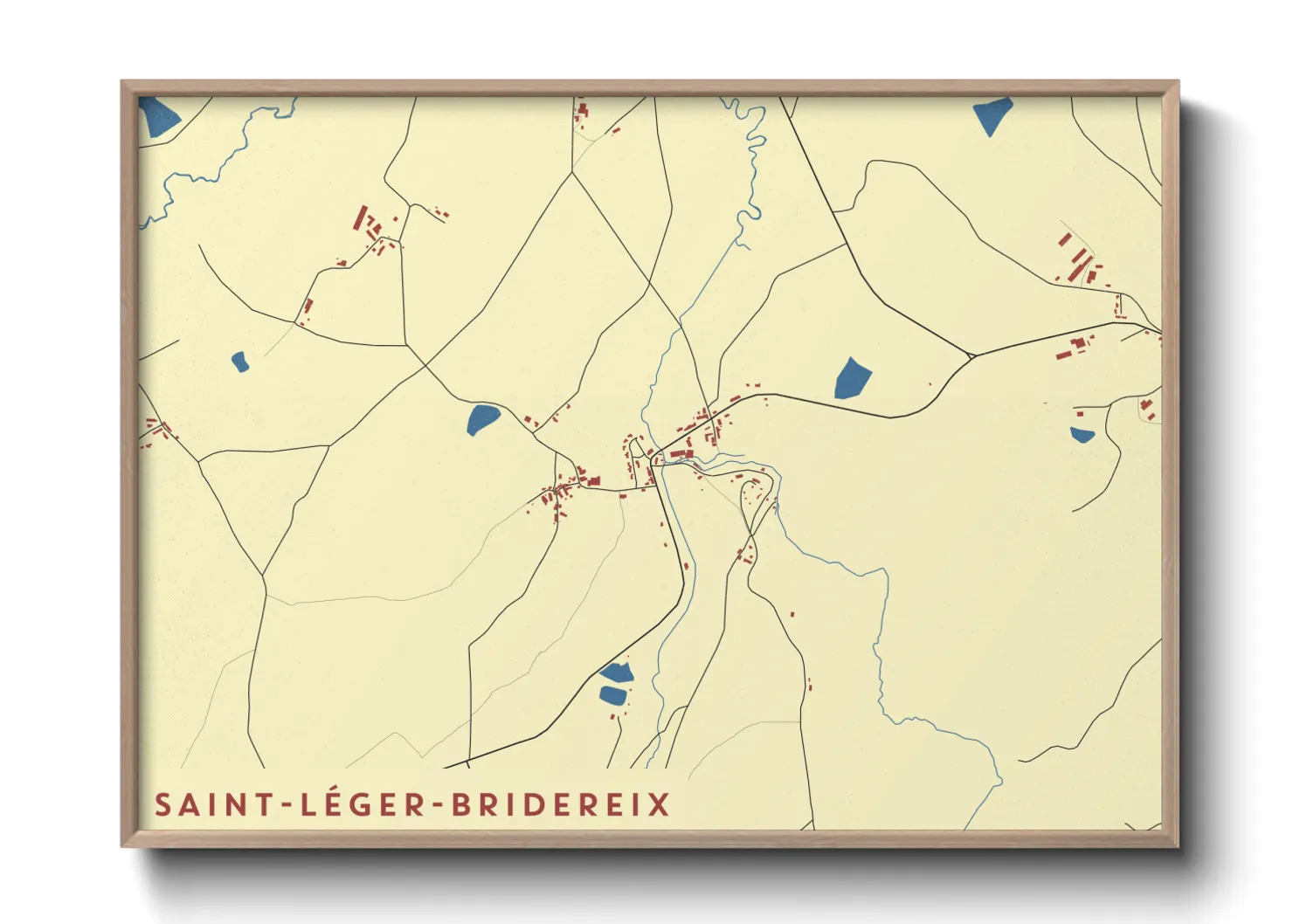 Une affiche de carte sur Saint-Léger-Bridereix
