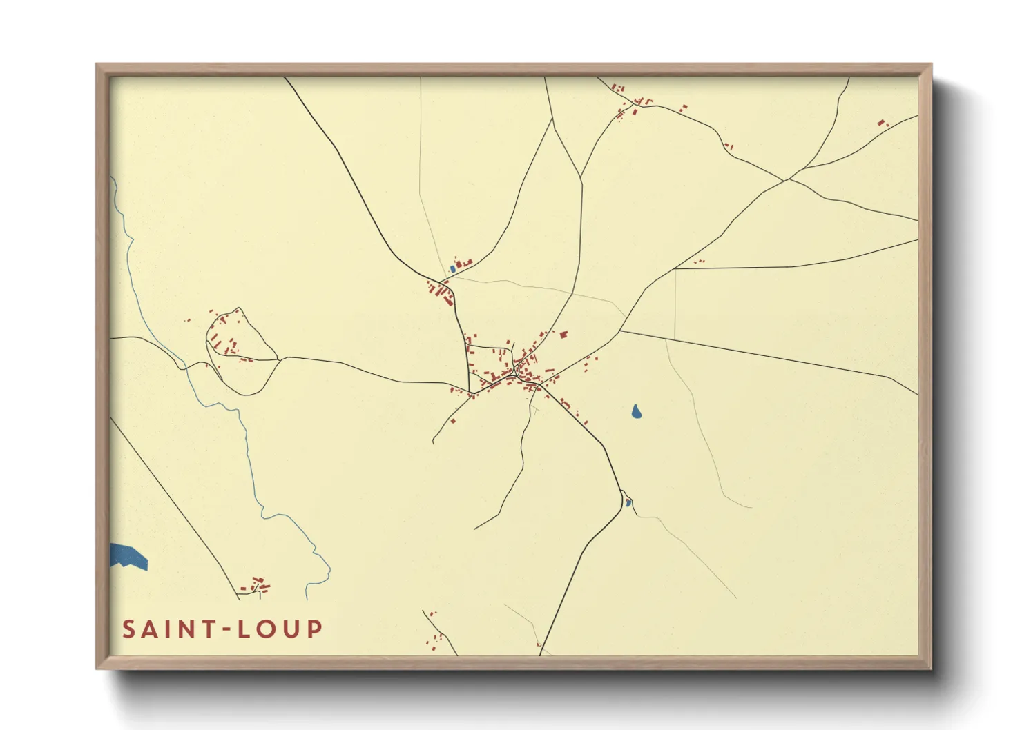 Une affiche de carte sur Saint-Loup