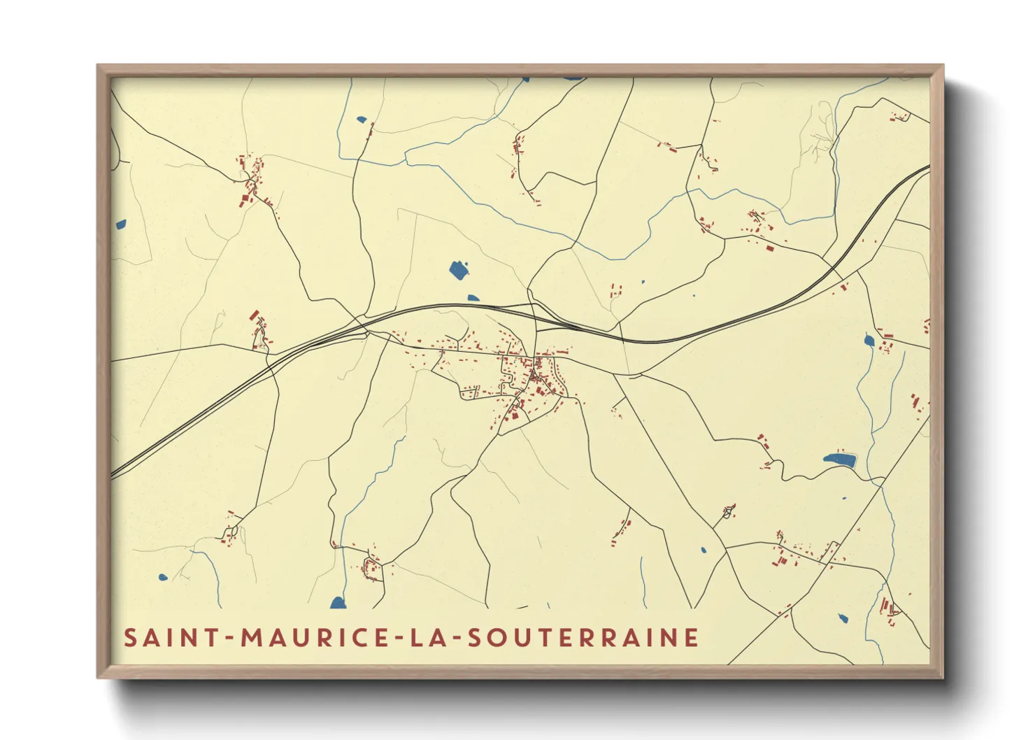 Une affiche de carte sur Saint-Maurice-la-Souterraine