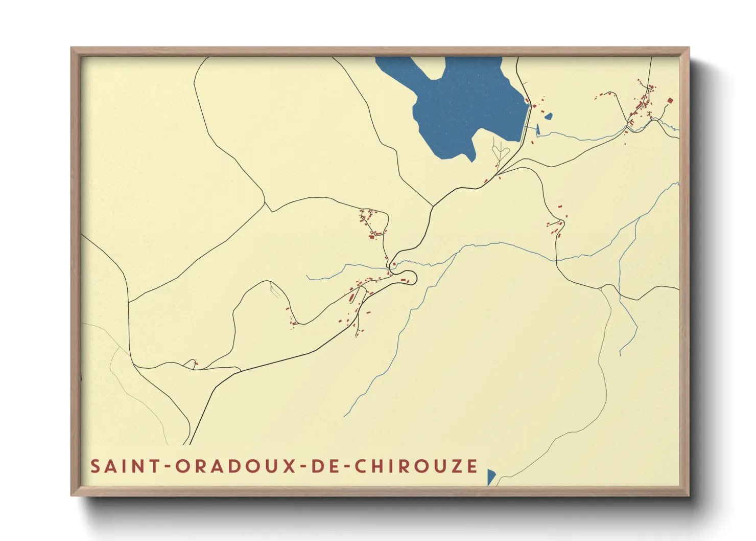 Une affiche de carte sur Saint-Oradoux-de-Chirouze