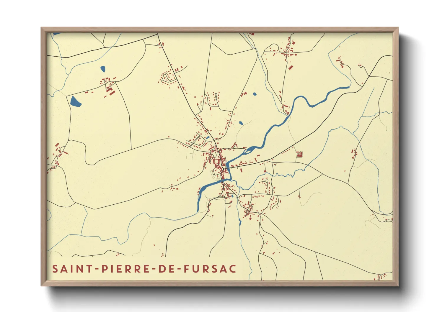 Une affiche de carte sur Saint-Pierre-de-Fursac