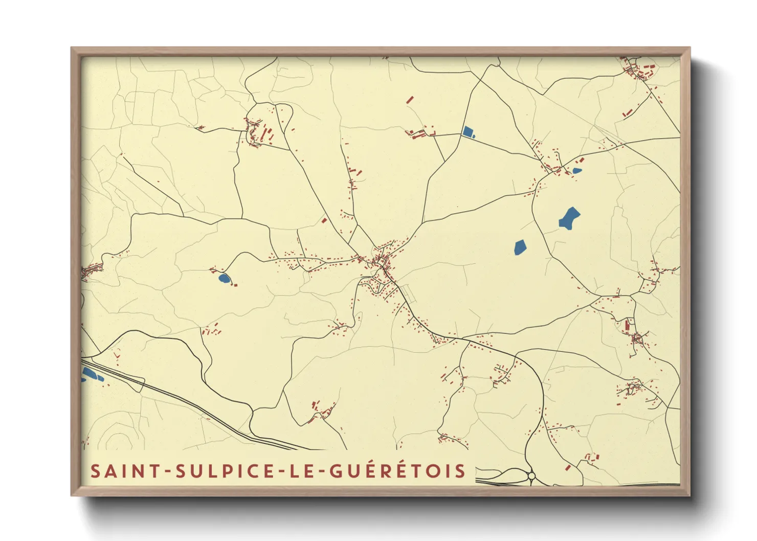 Une affiche de carte sur Saint-Sulpice-le-Guérétois