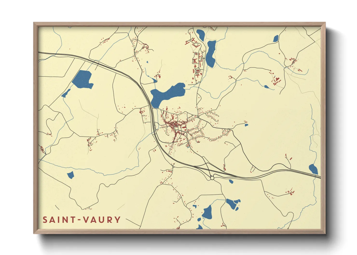 Une affiche de carte sur Saint-Vaury