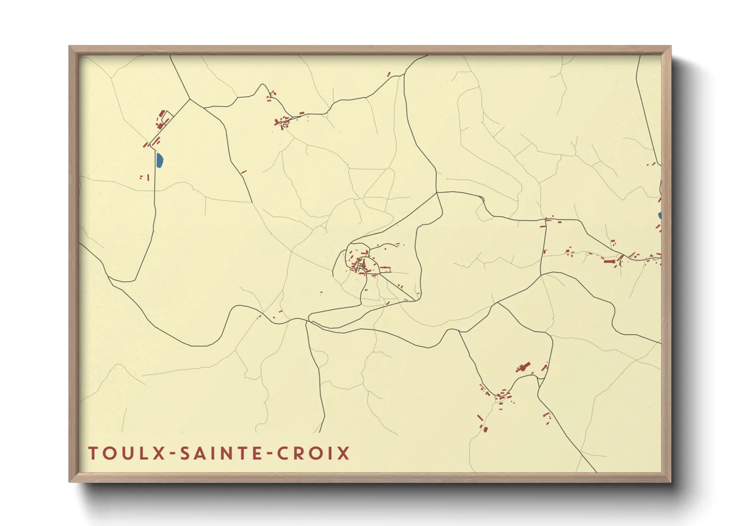 Une affiche de carte sur Toulx-Sainte-Croix