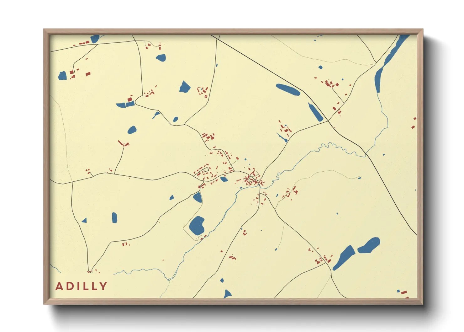Une affiche de carte sur Adilly