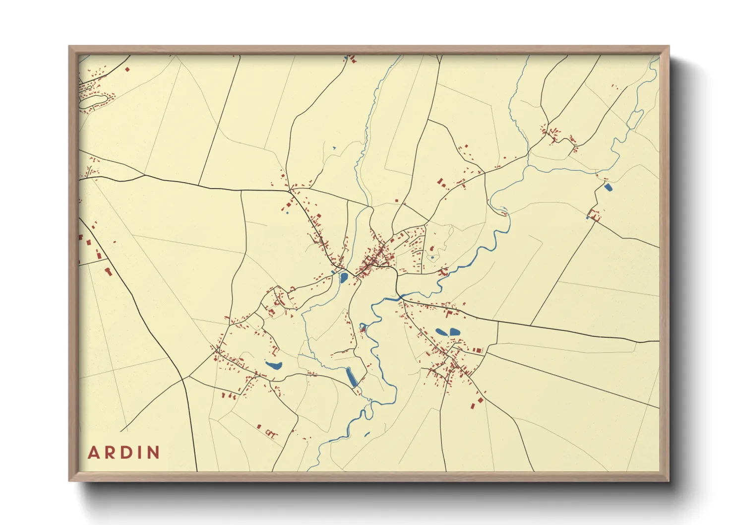 Une affiche de carte sur Ardin