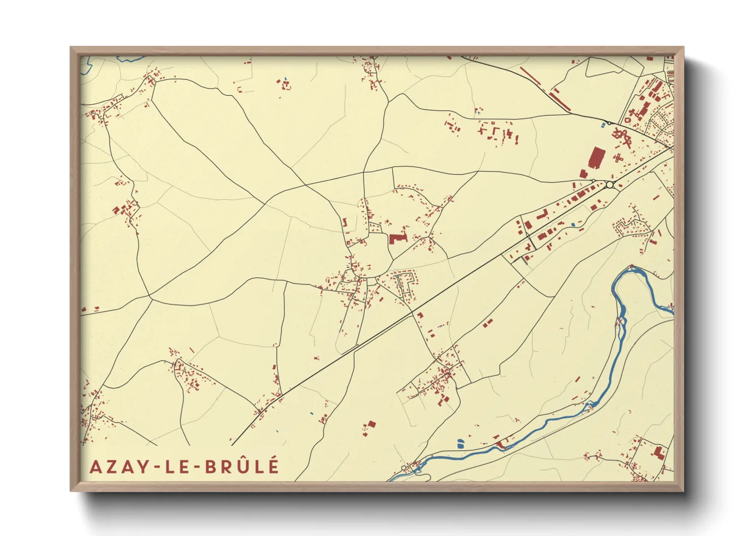 Une affiche de carte sur Azay-le-Brûlé