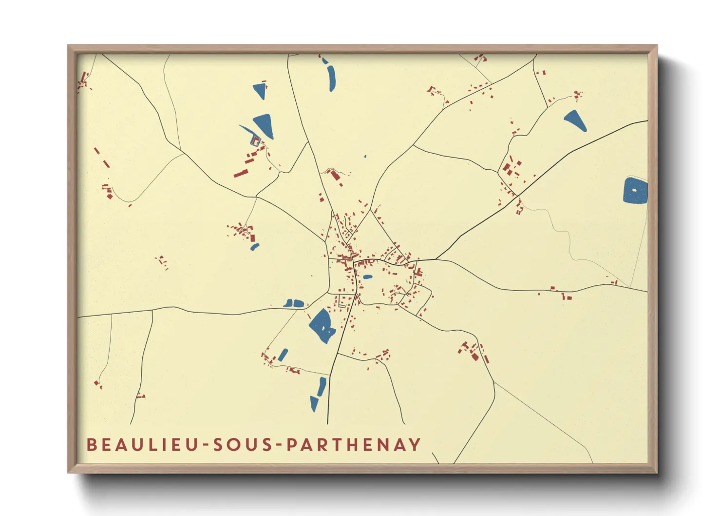 Une affiche de carte sur Beaulieu-sous-Parthenay