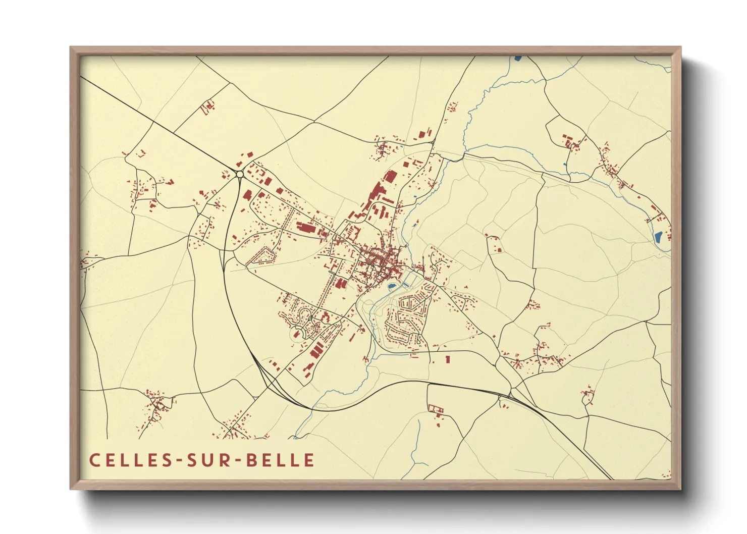 Une affiche de carte sur Celles-sur-Belle