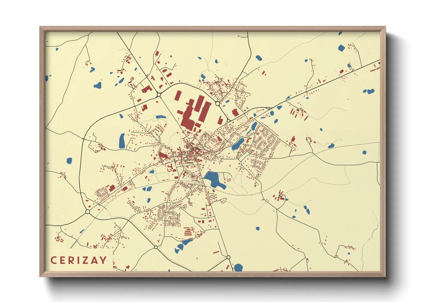 Une affiche de carte sur Cerizay