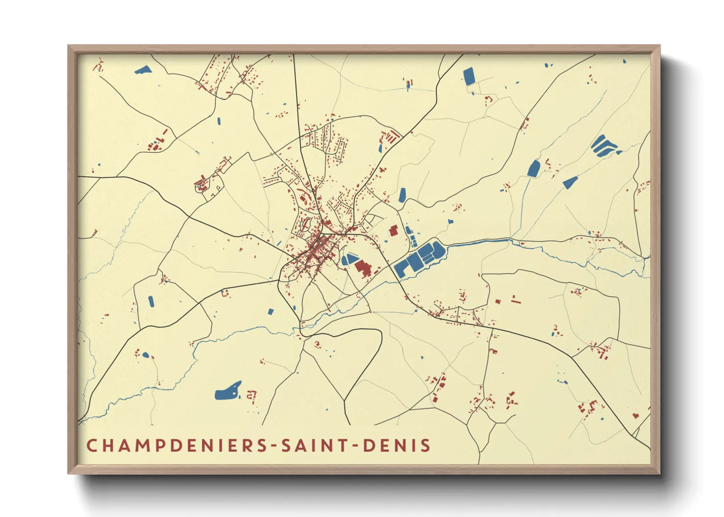 Une affiche de carte sur Champdeniers-Saint-Denis