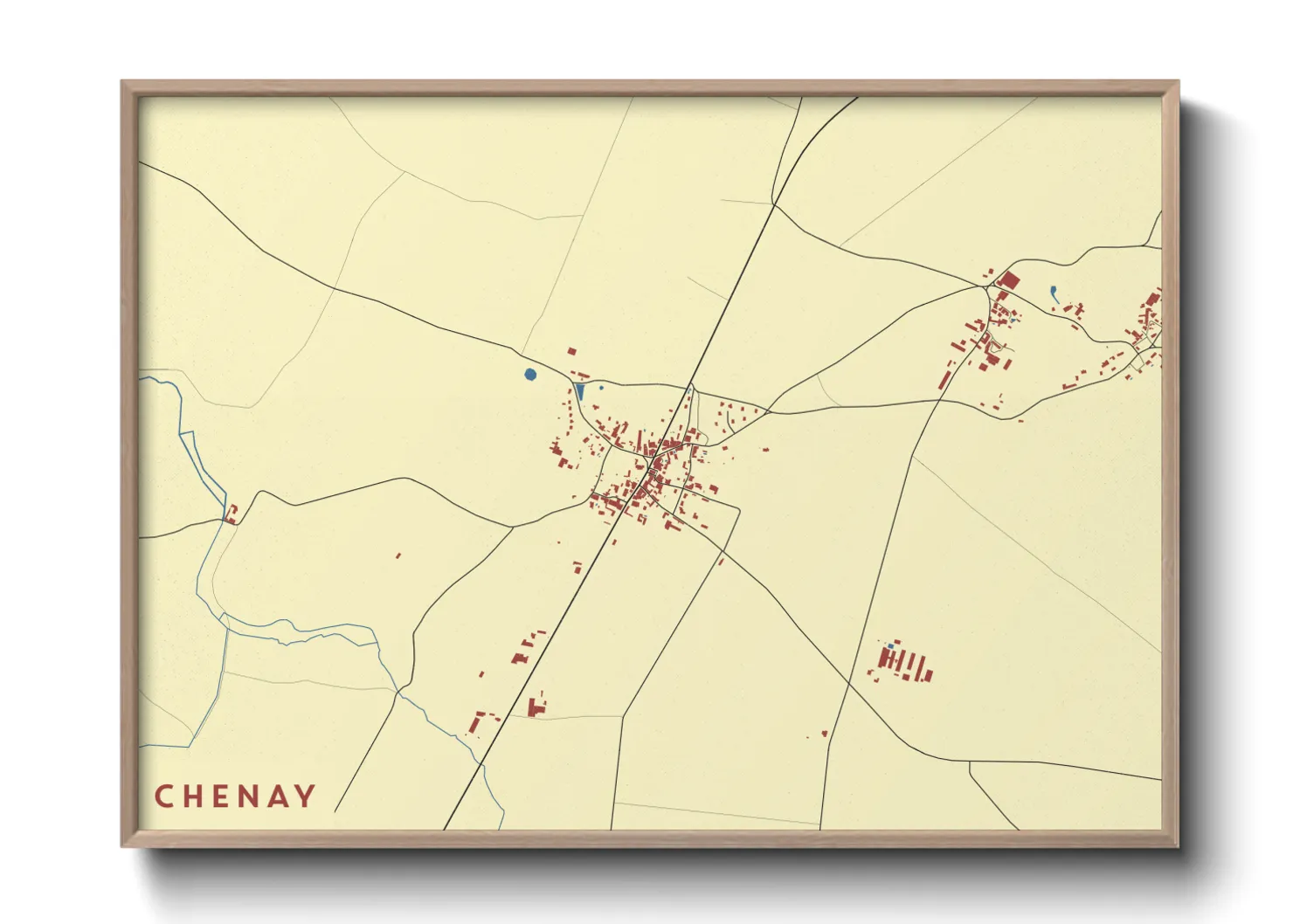 Une affiche de carte sur Chenay