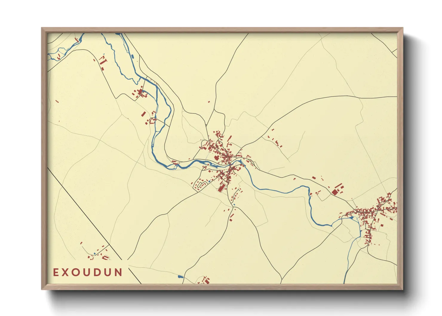Une affiche de carte sur Exoudun