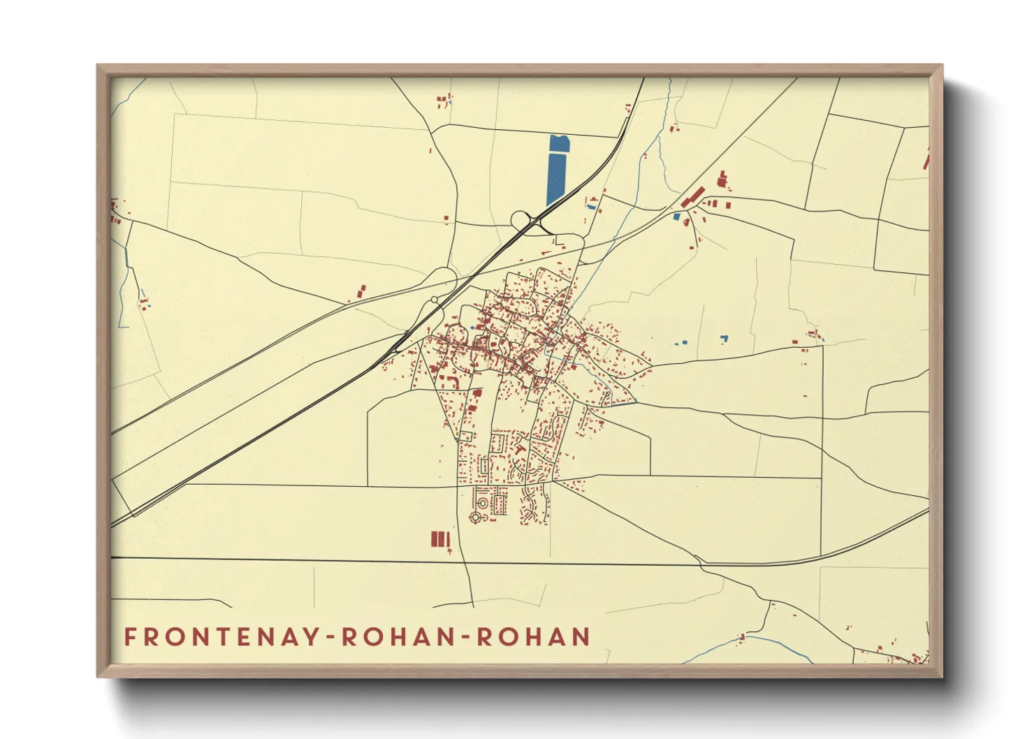 Une affiche de carte sur Frontenay-Rohan-Rohan
