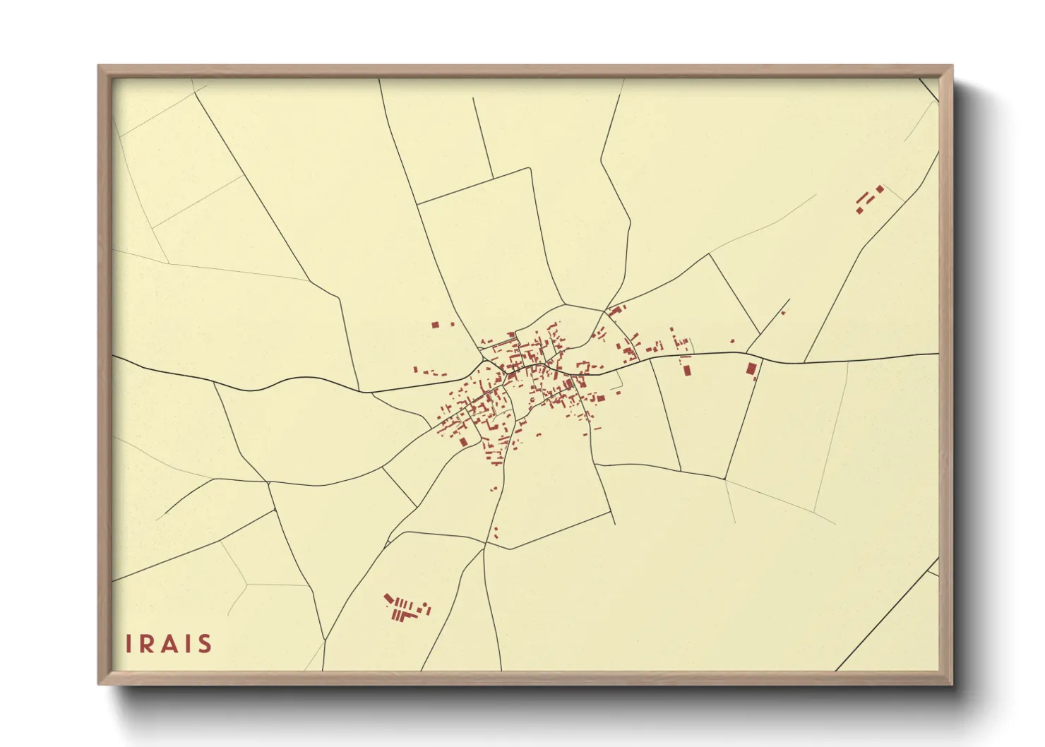 Une affiche de carte sur Irais
