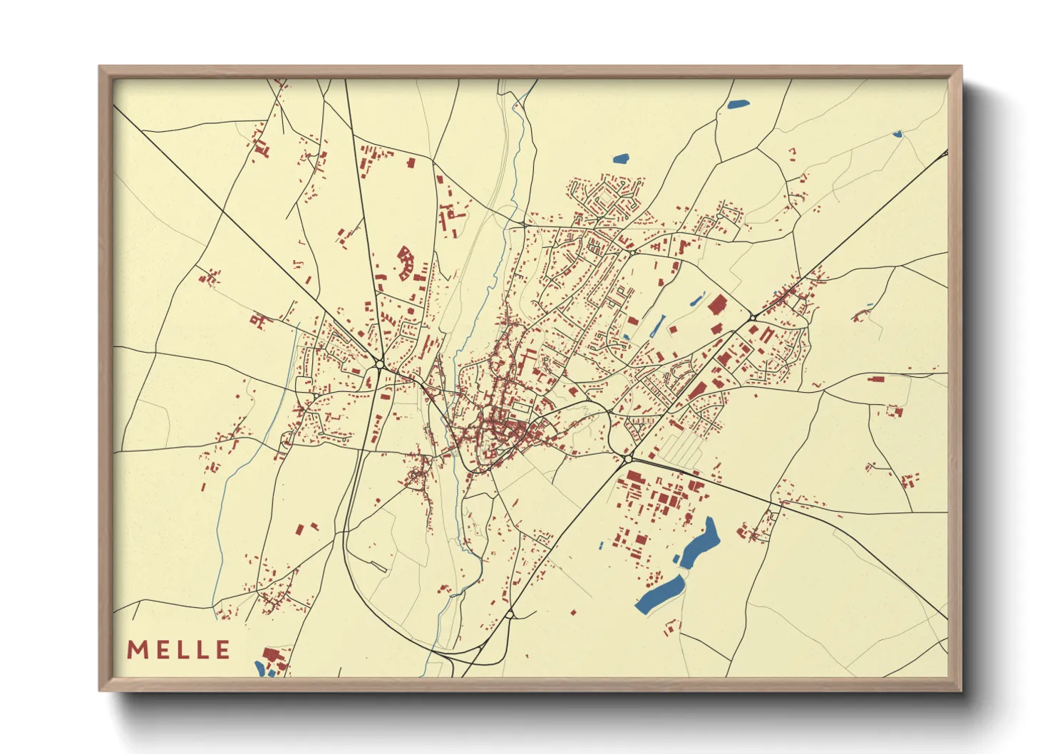 Une affiche de carte sur Melle