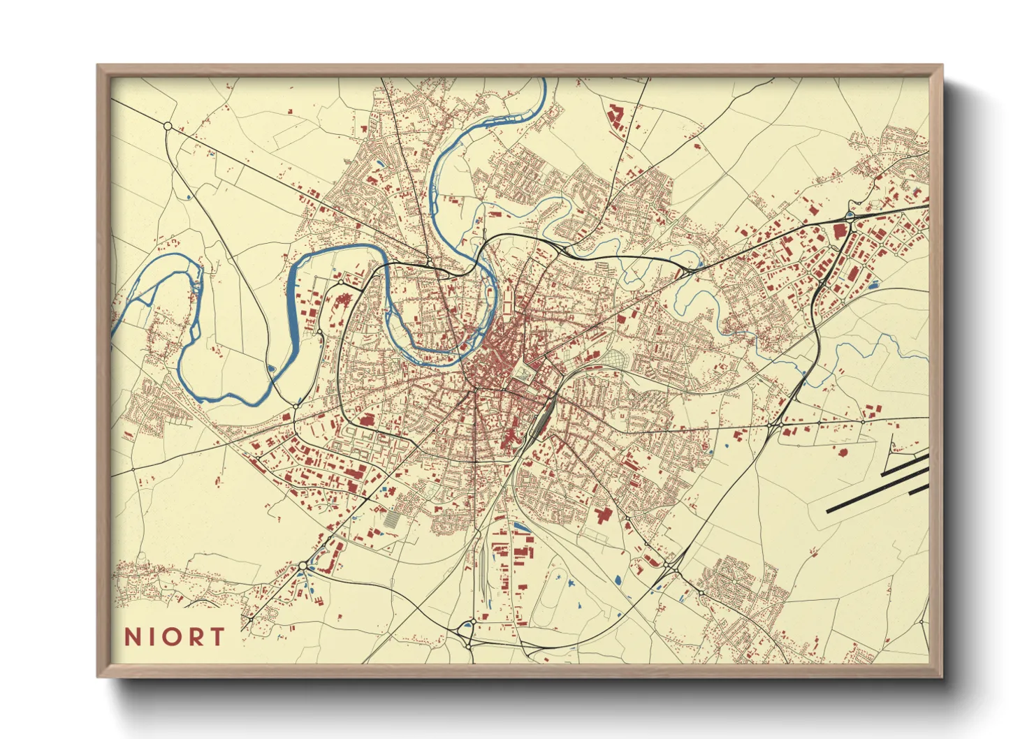 Une affiche de carte sur Niort