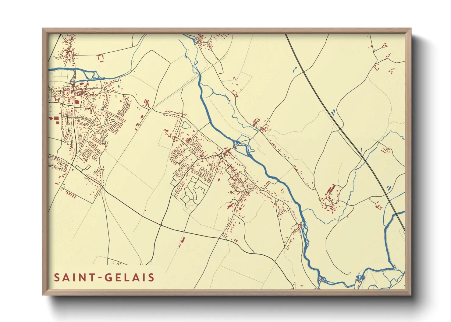 Une affiche de carte sur Saint-Gelais