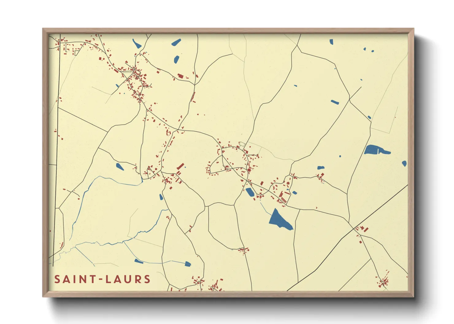 Une affiche de carte sur Saint-Laurs