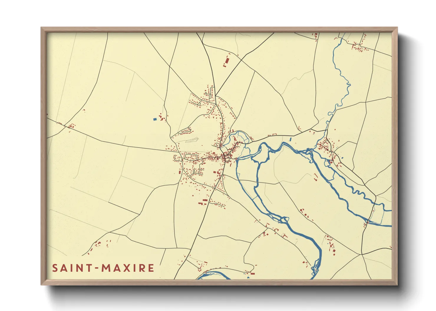 Une affiche de carte sur Saint-Maxire