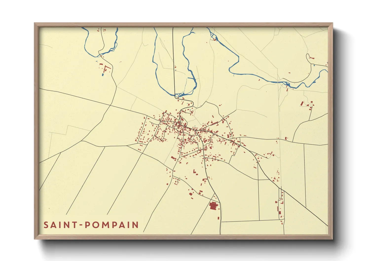 Une affiche de carte sur Saint-Pompain