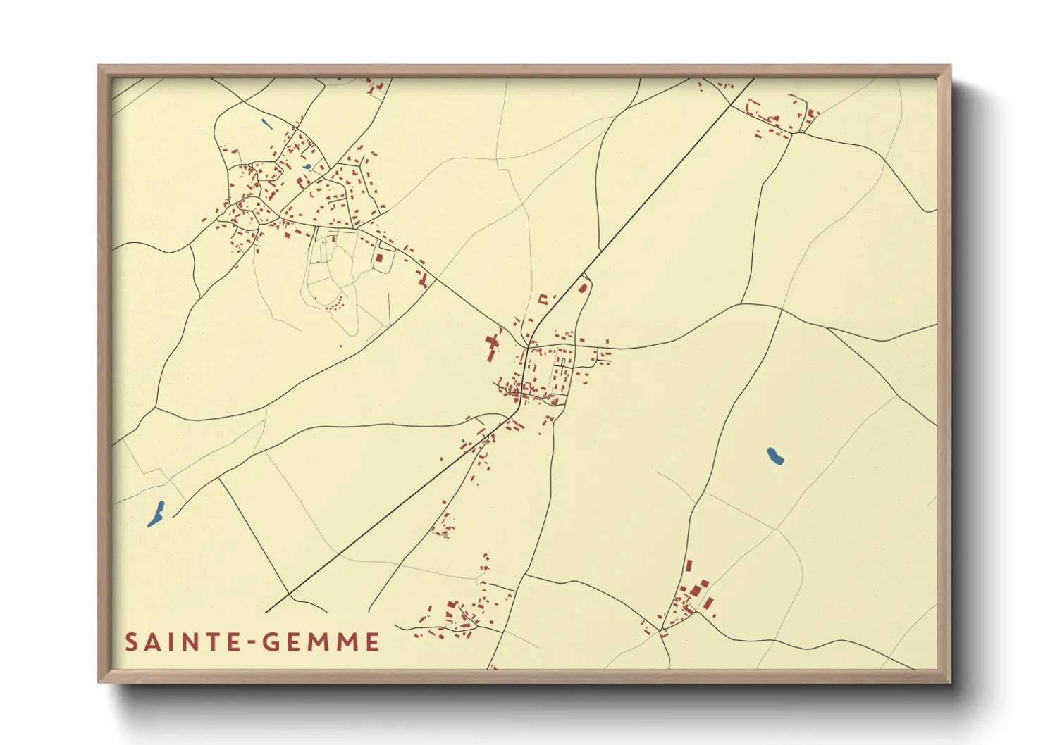 Une affiche de carte sur Sainte-Gemme