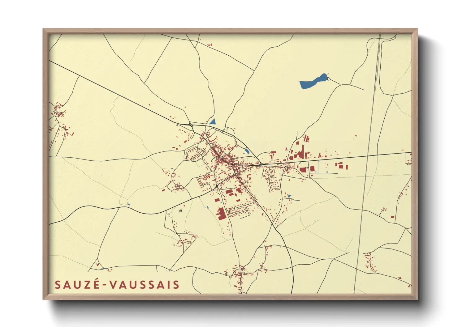 Une affiche de carte sur Sauzé-Vaussais