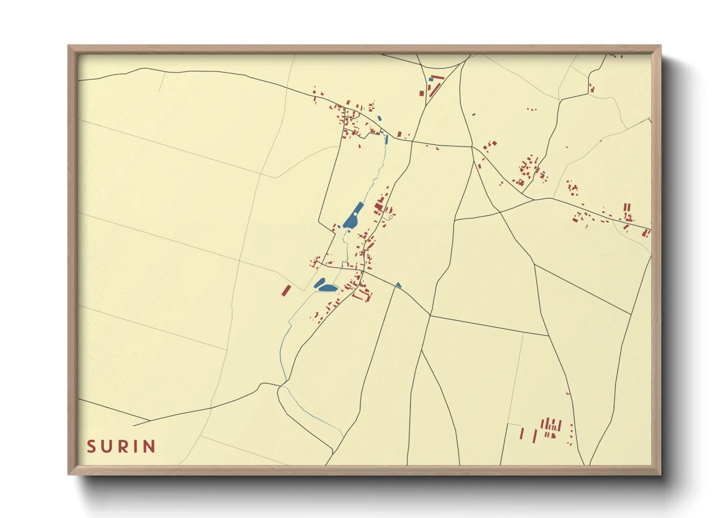 Une affiche de carte sur Surin