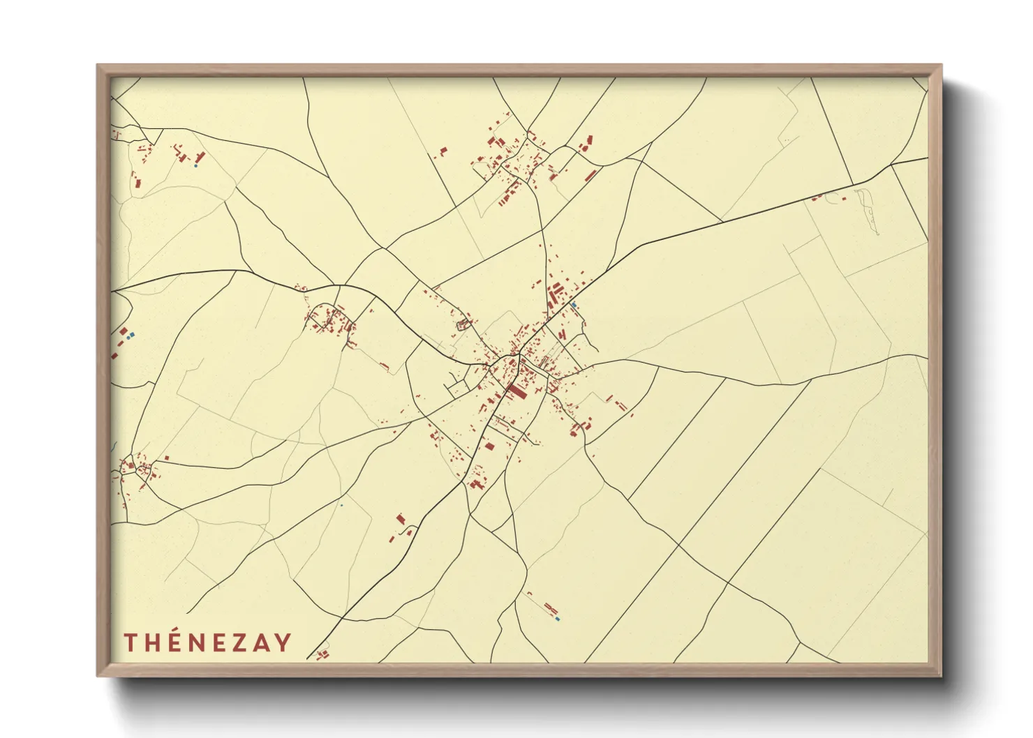 Une affiche de carte sur Thénezay