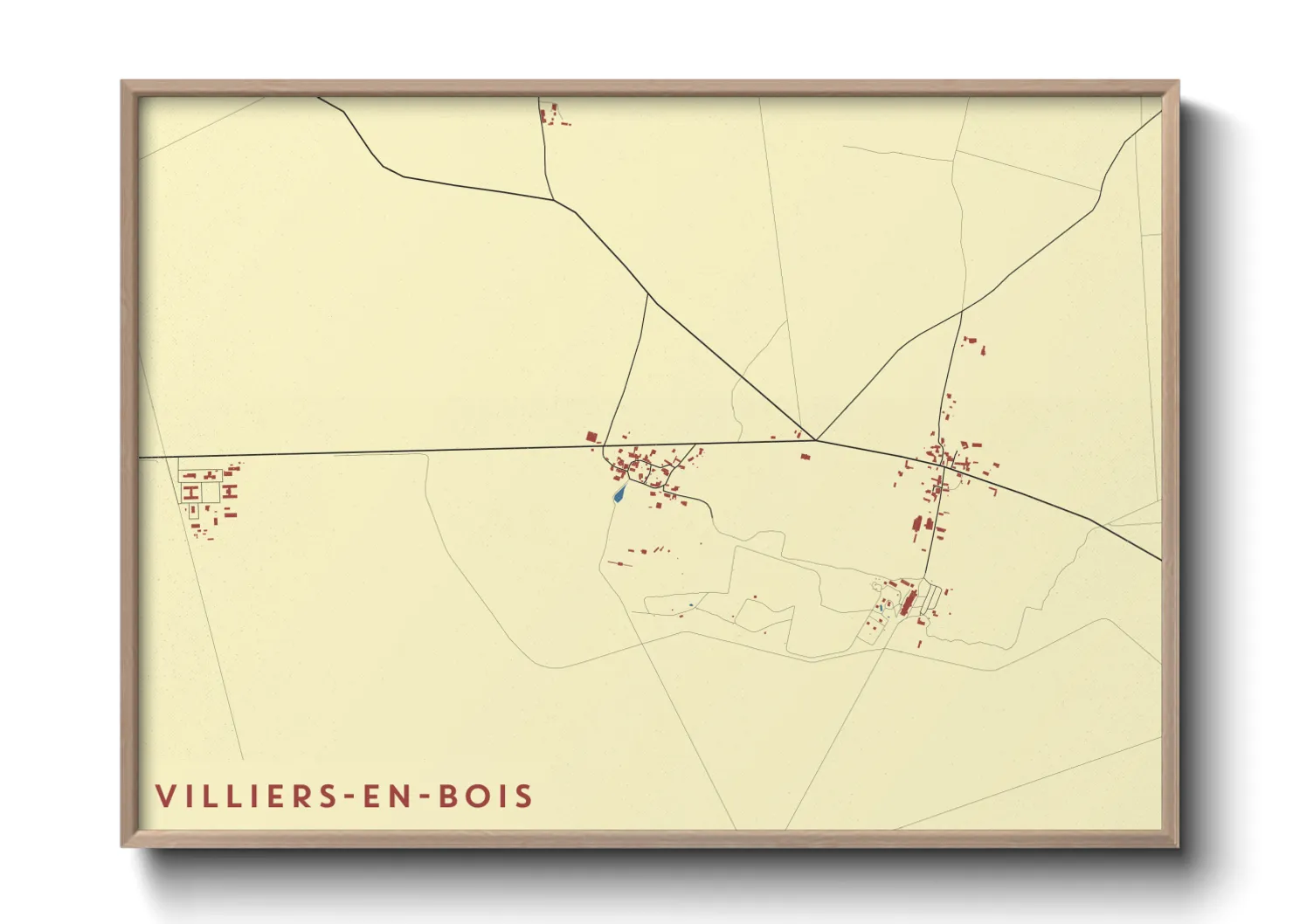 Une affiche de carte sur Villiers-en-Bois