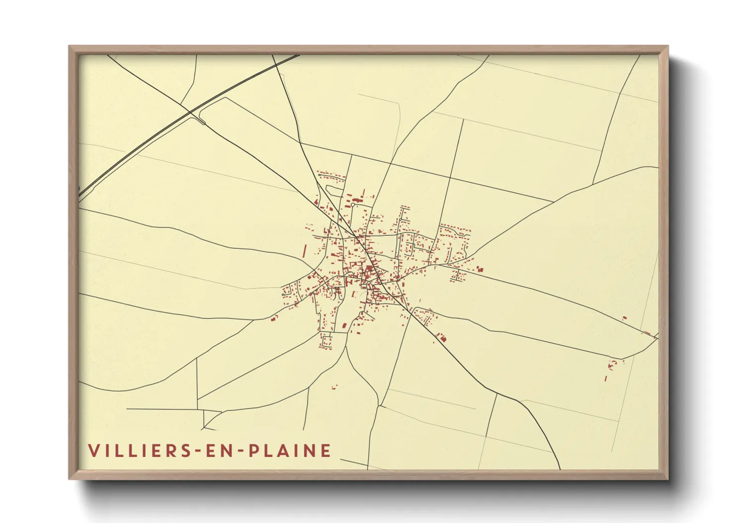 Une affiche de carte sur Villiers-en-Plaine