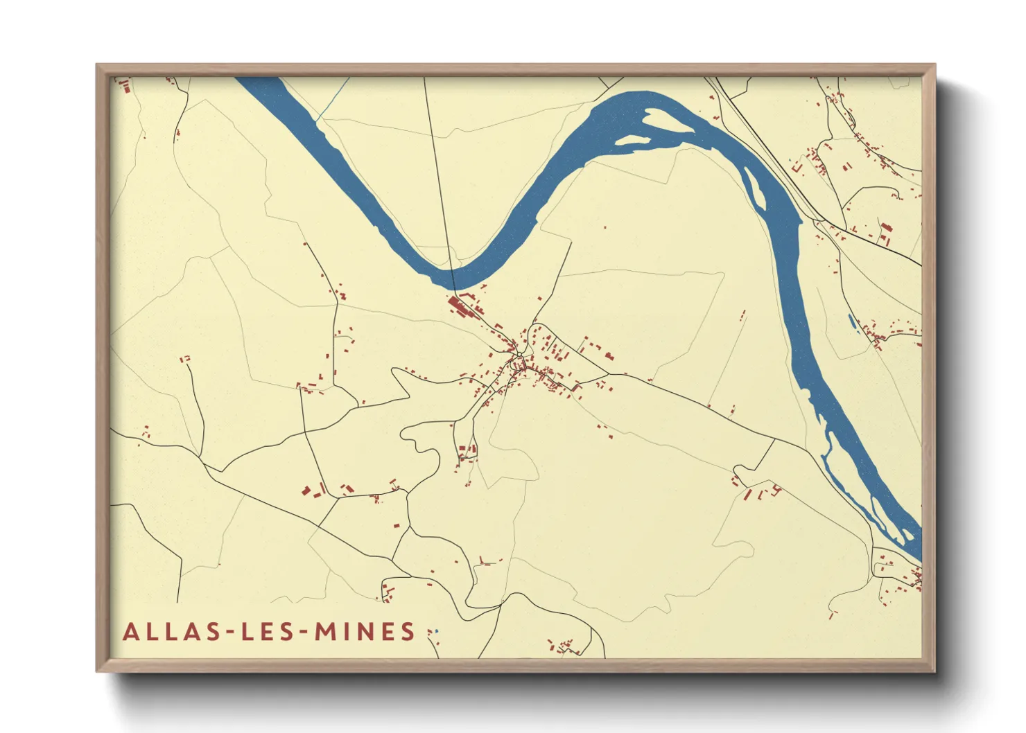 Une affiche de carte sur Allas-les-Mines
