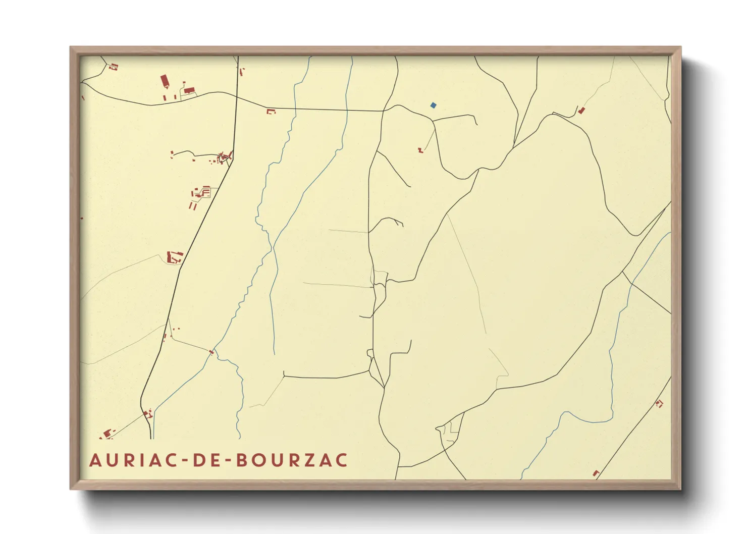 Une affiche de carte sur Auriac-de-Bourzac
