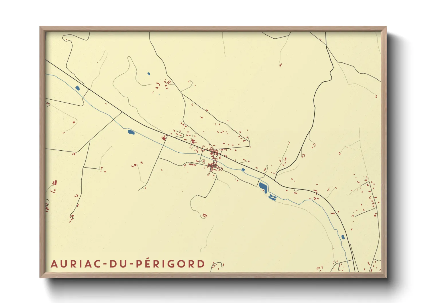 Une affiche de carte sur Auriac-du-Périgord