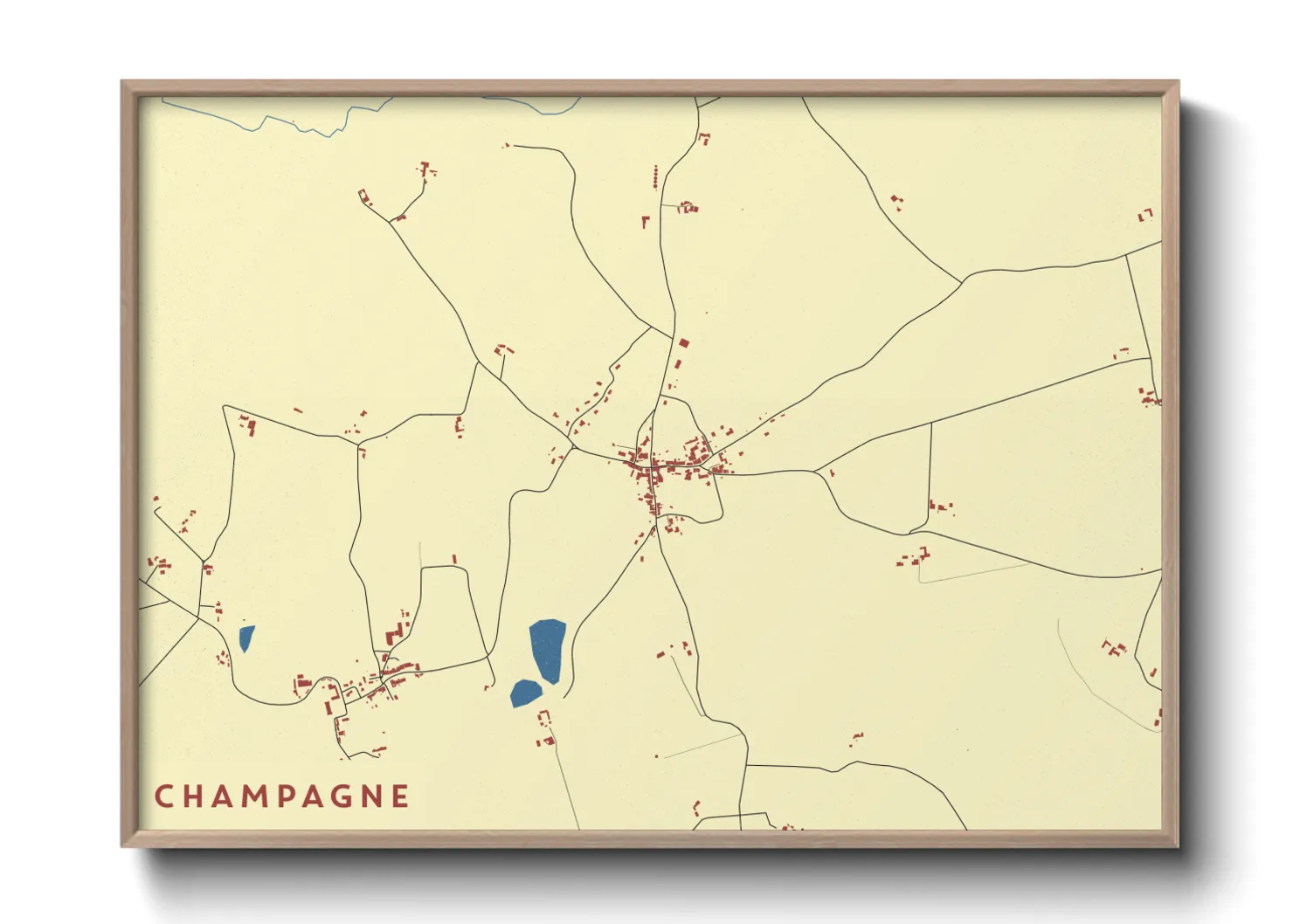 Une affiche de carte sur Champagne