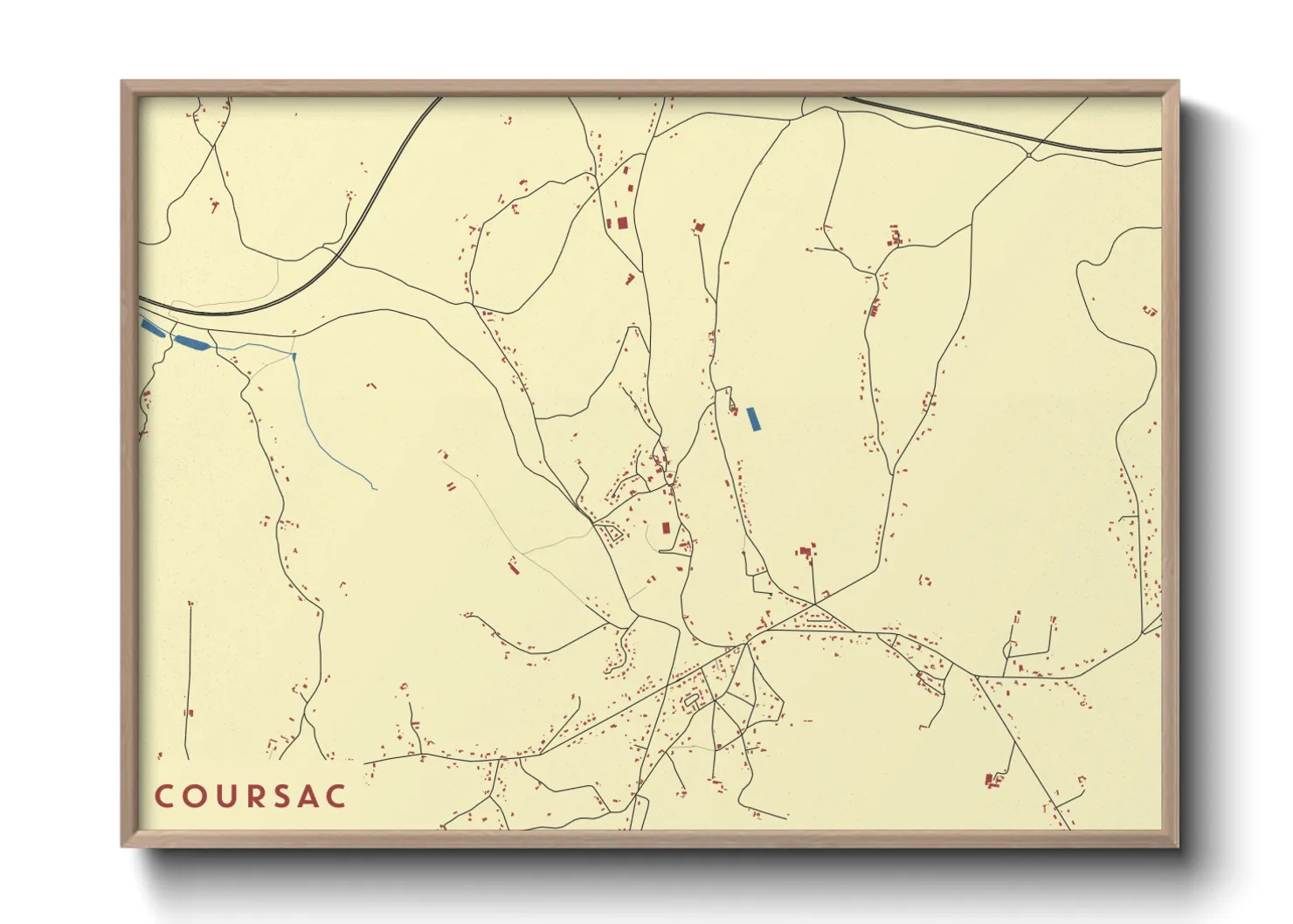Une affiche de carte sur Coursac