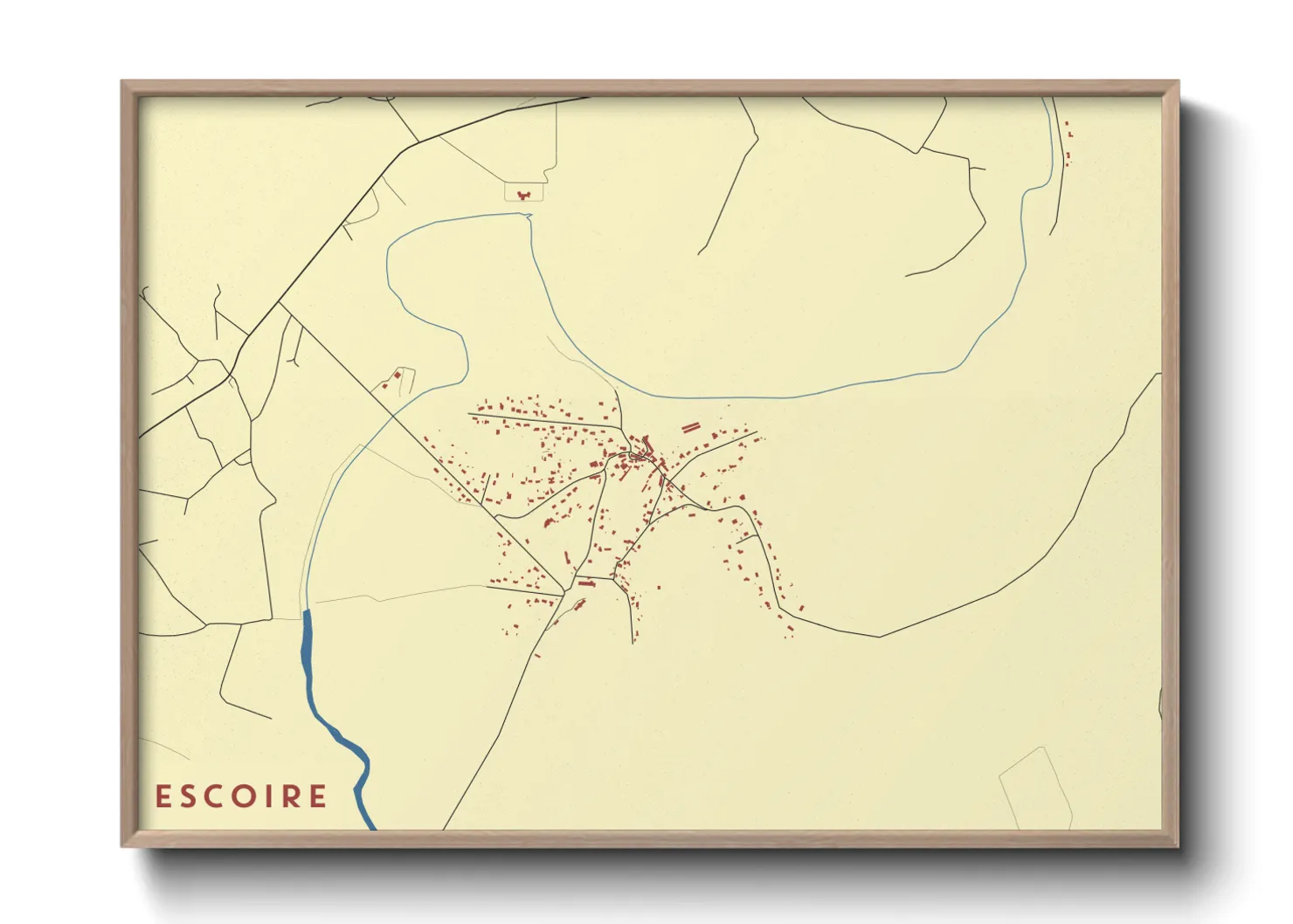 Une affiche de carte sur Escoire