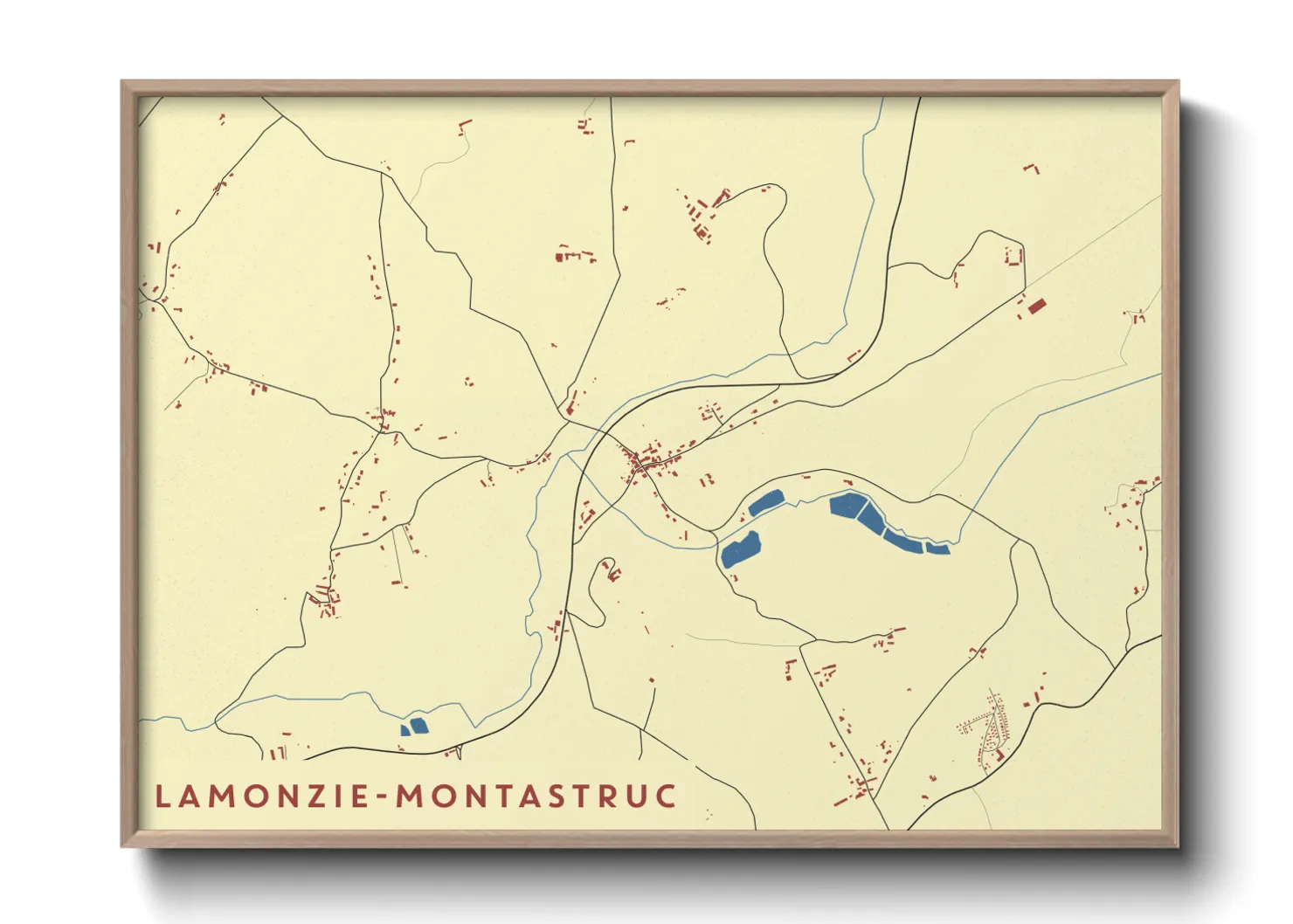 Une affiche de carte sur Lamonzie-Montastruc