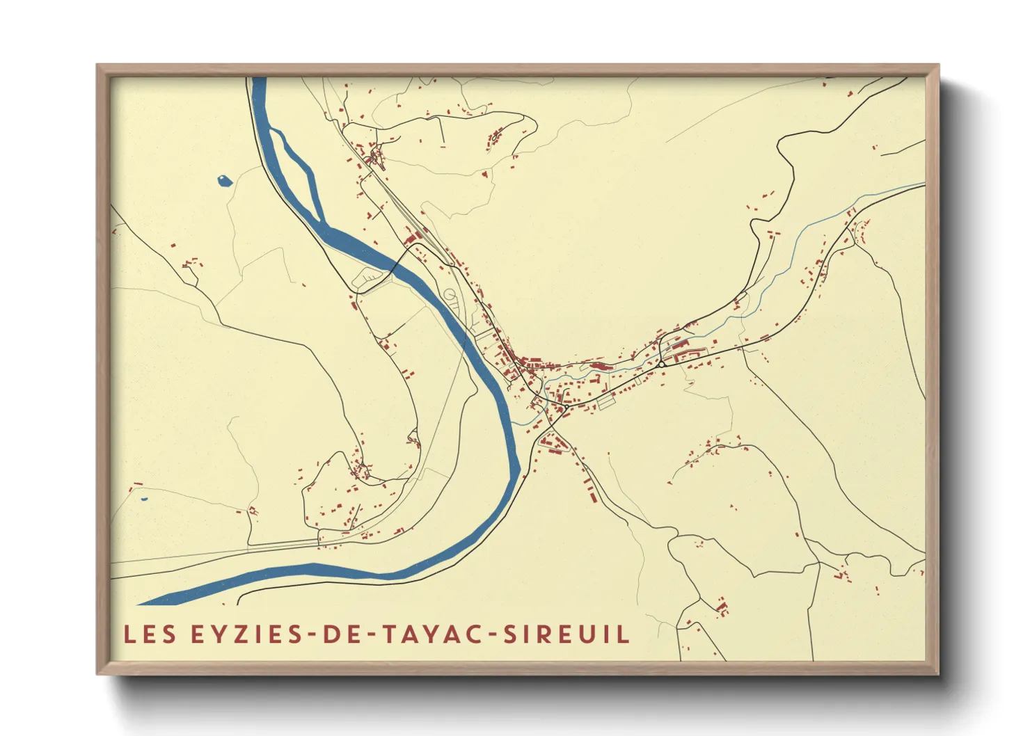 Une affiche de carte sur Les Eyzies-de-Tayac-Sireuil