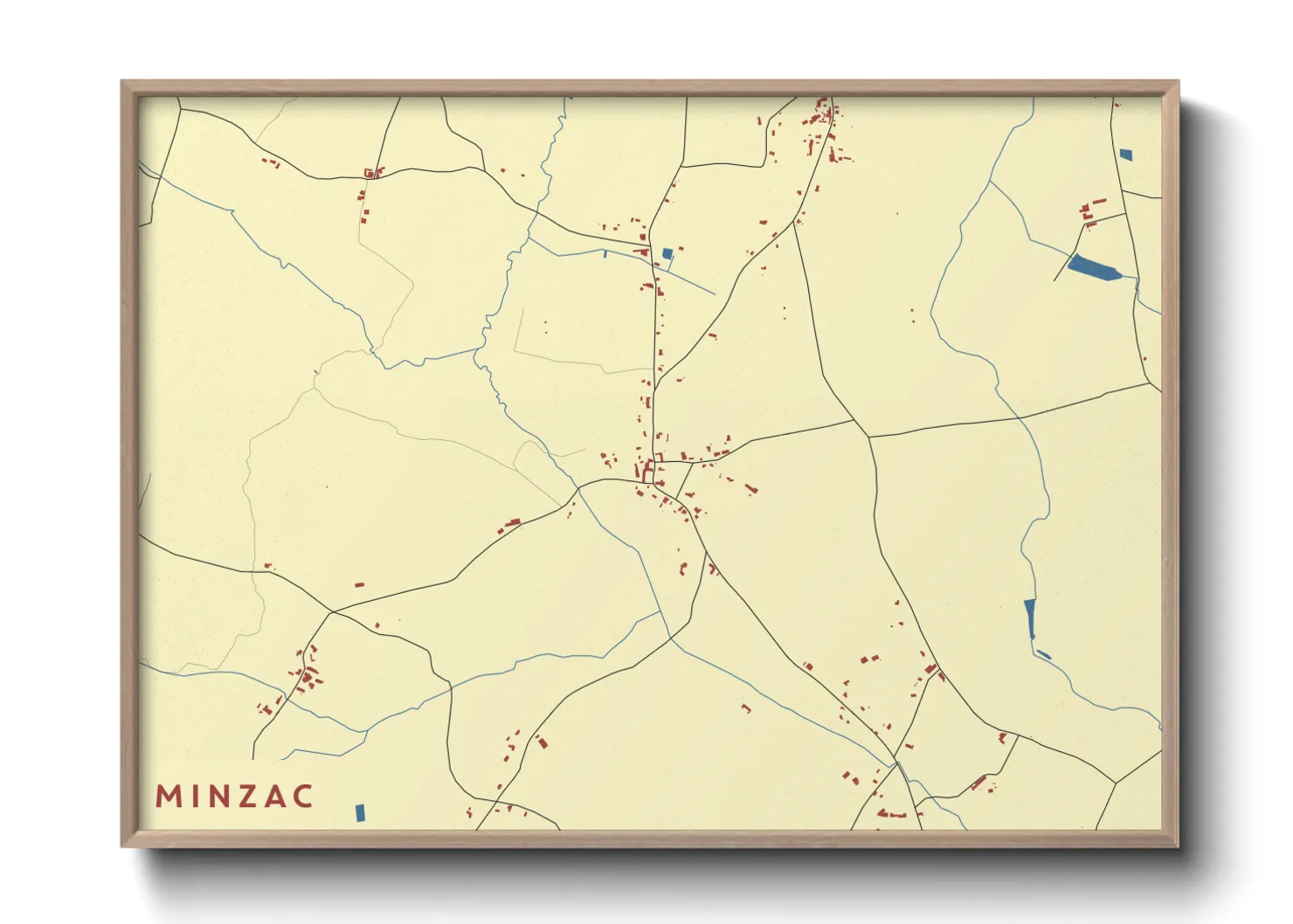 Une affiche de carte sur Minzac