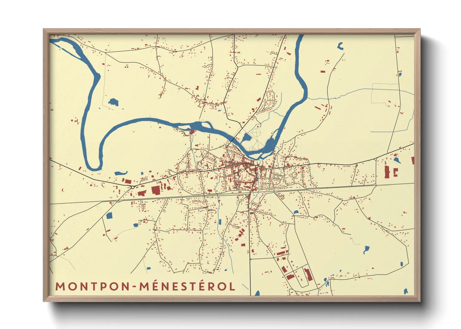 Une affiche de carte sur Montpon-Ménestérol