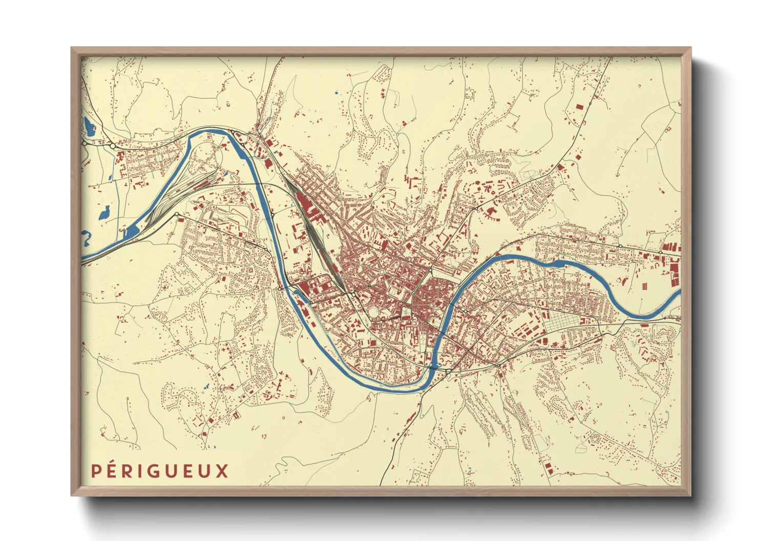 Une affiche de carte sur Périgueux