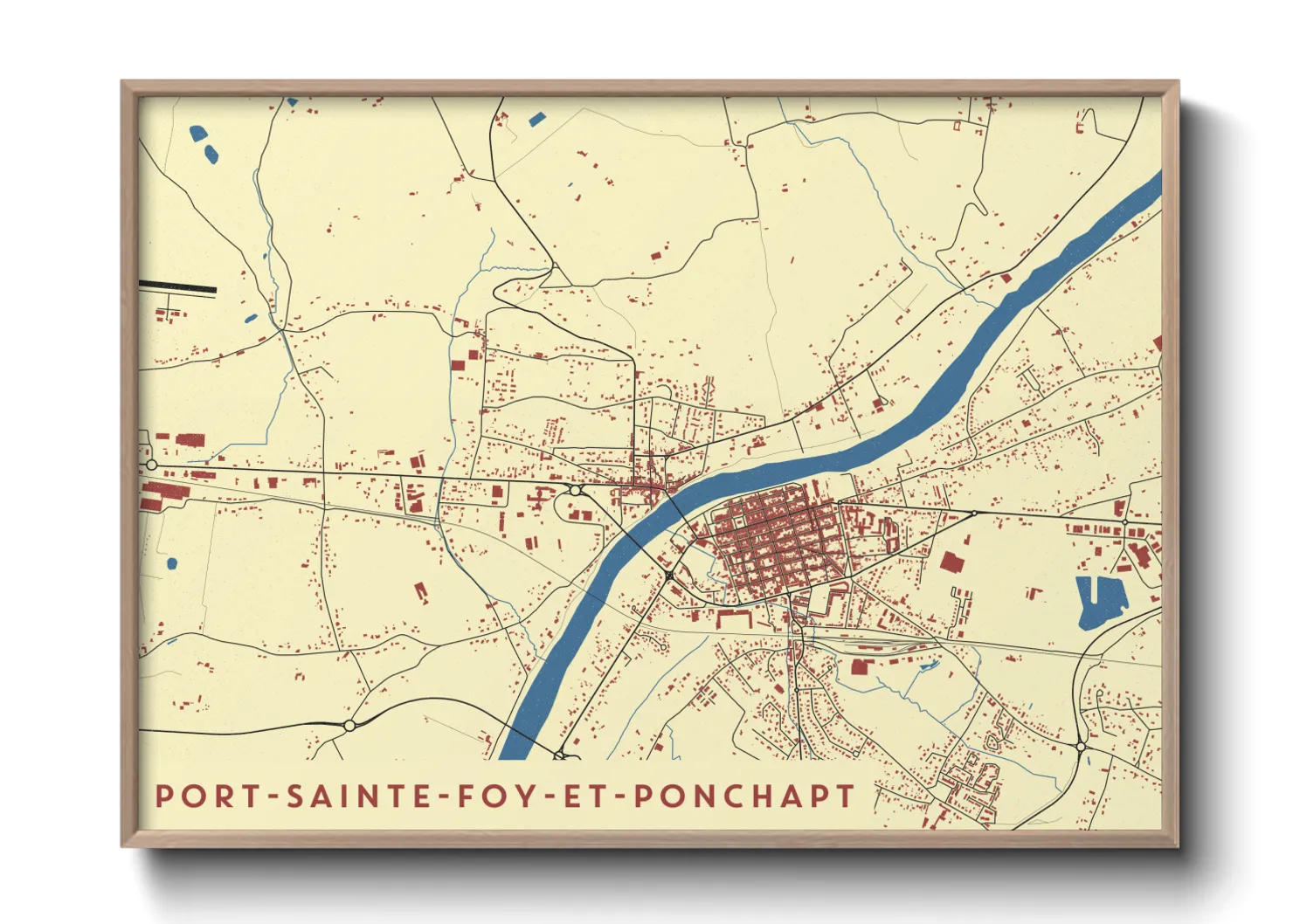 Une affiche de carte sur Port-Sainte-Foy-et-Ponchapt