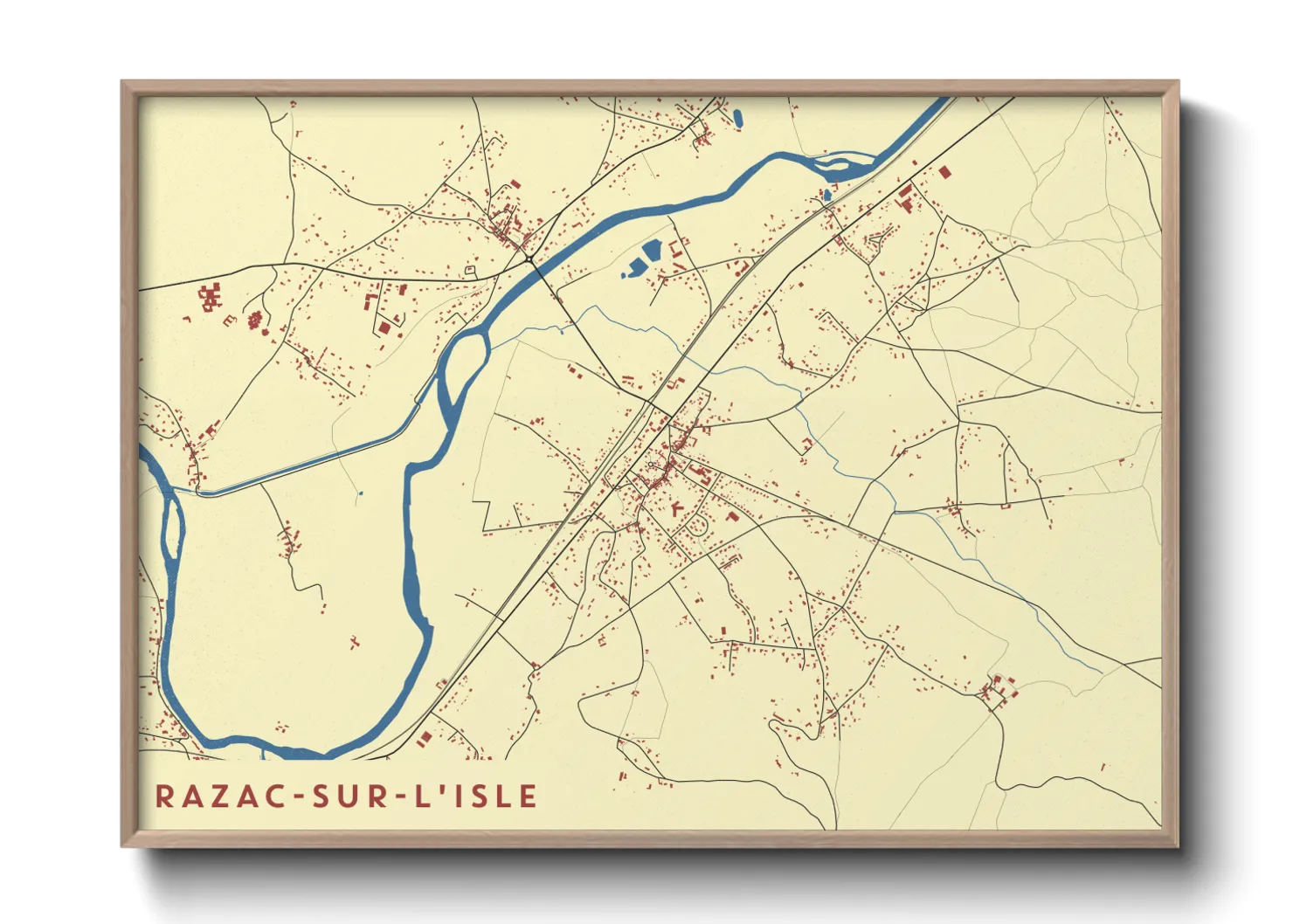 Une affiche de carte sur Razac-sur-l'Isle