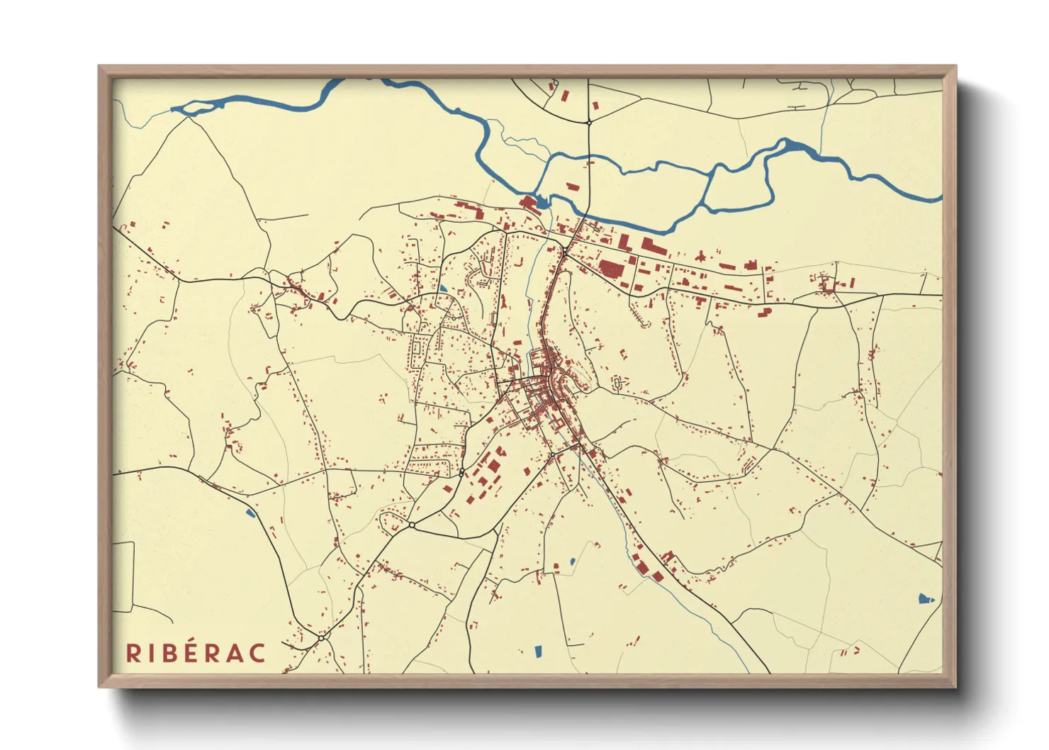 Une affiche de carte sur Ribérac
