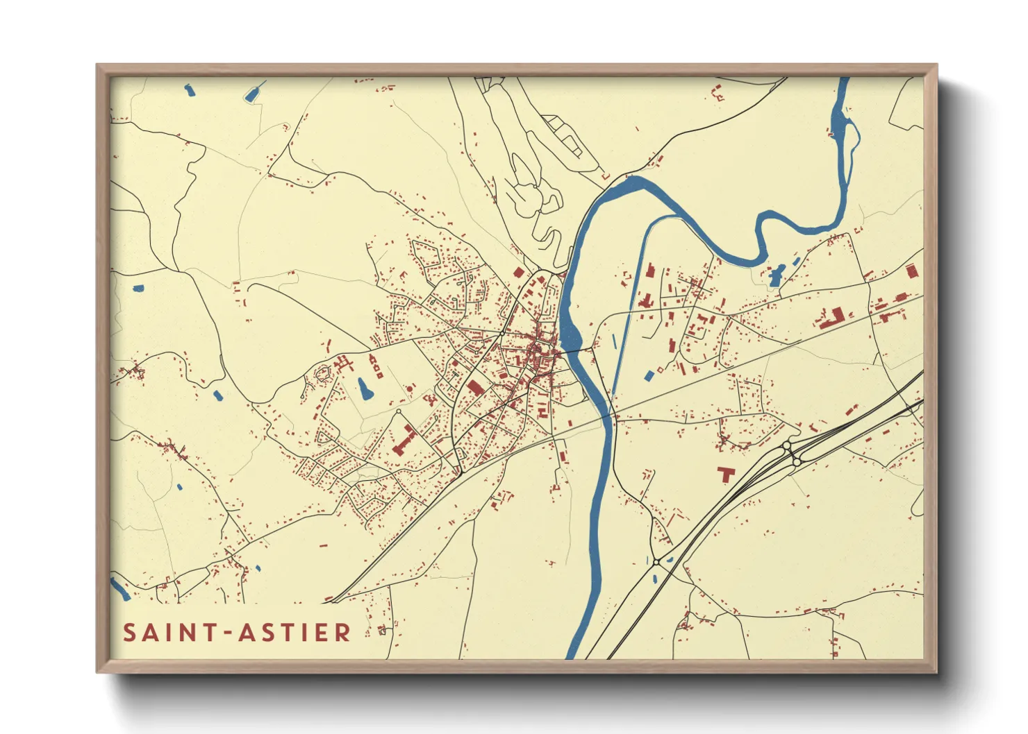 Une affiche de carte sur Saint-Astier