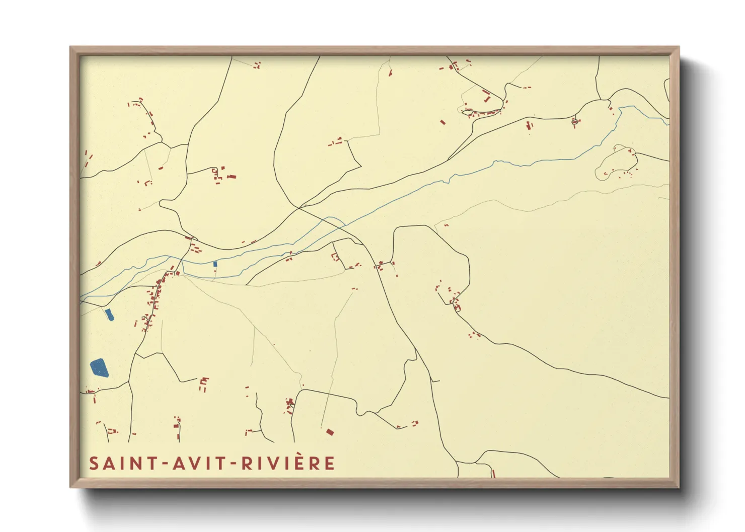 Une affiche de carte sur Saint-Avit-Rivière