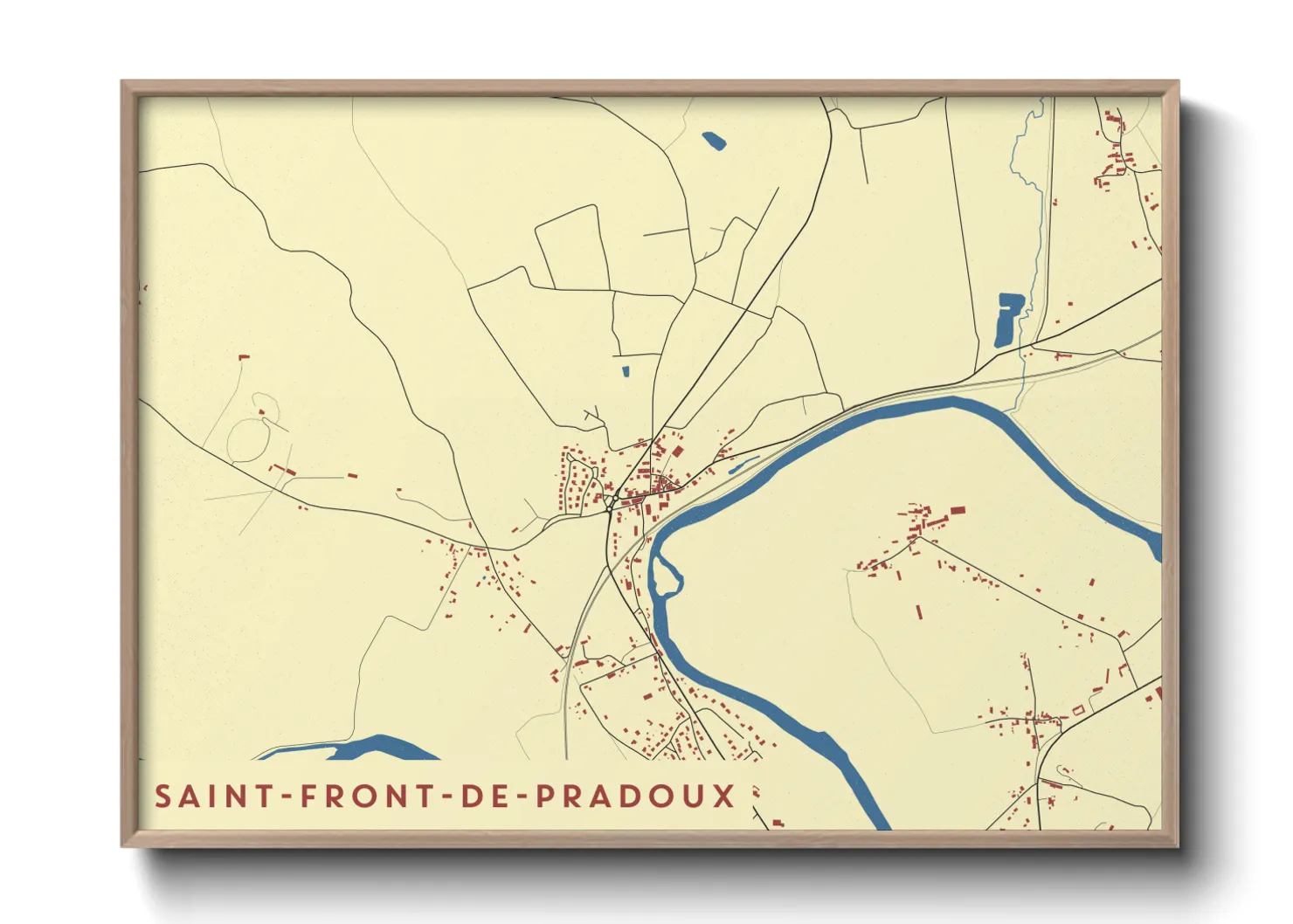 Une affiche de carte sur Saint-Front-de-Pradoux