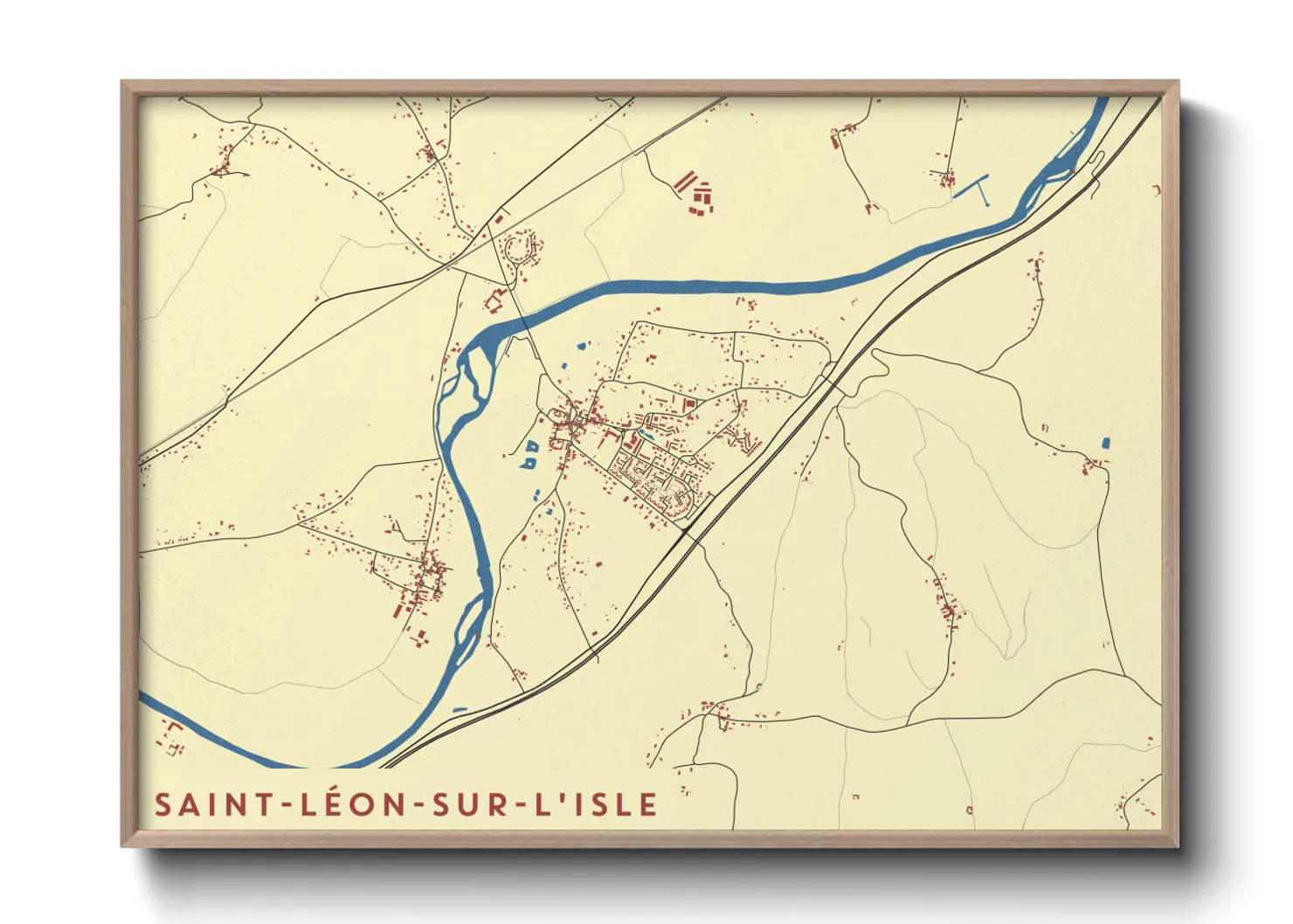 Une affiche de carte sur Saint-Léon-sur-l'Isle
