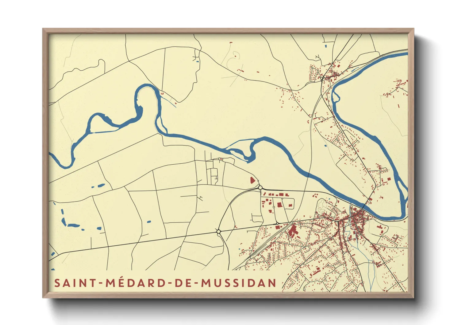 Une affiche de carte sur Saint-Médard-de-Mussidan